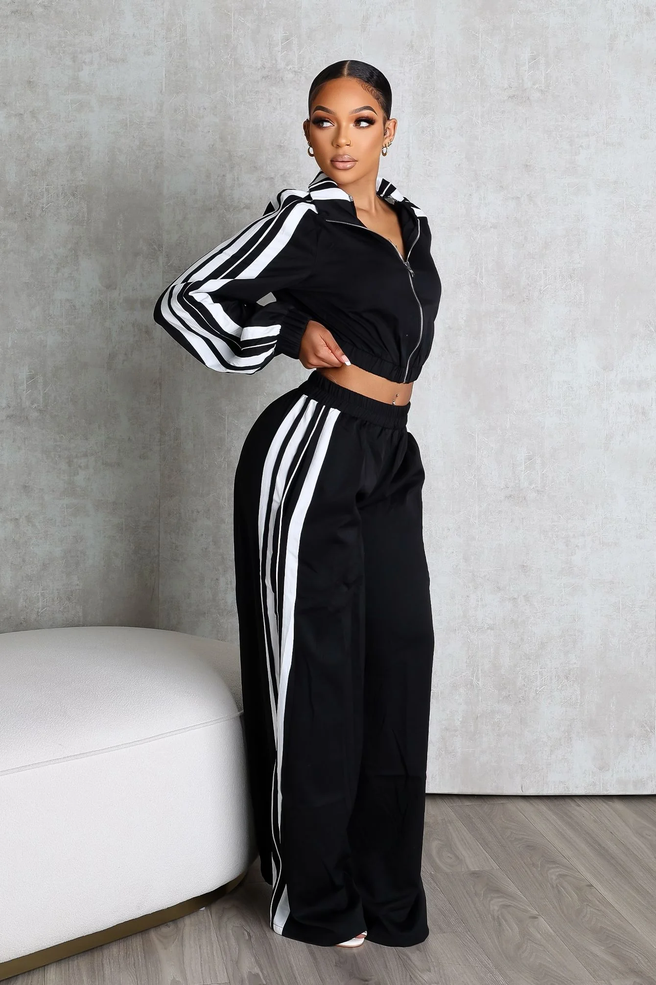 Side Motion Striped Jacket & Pants SET