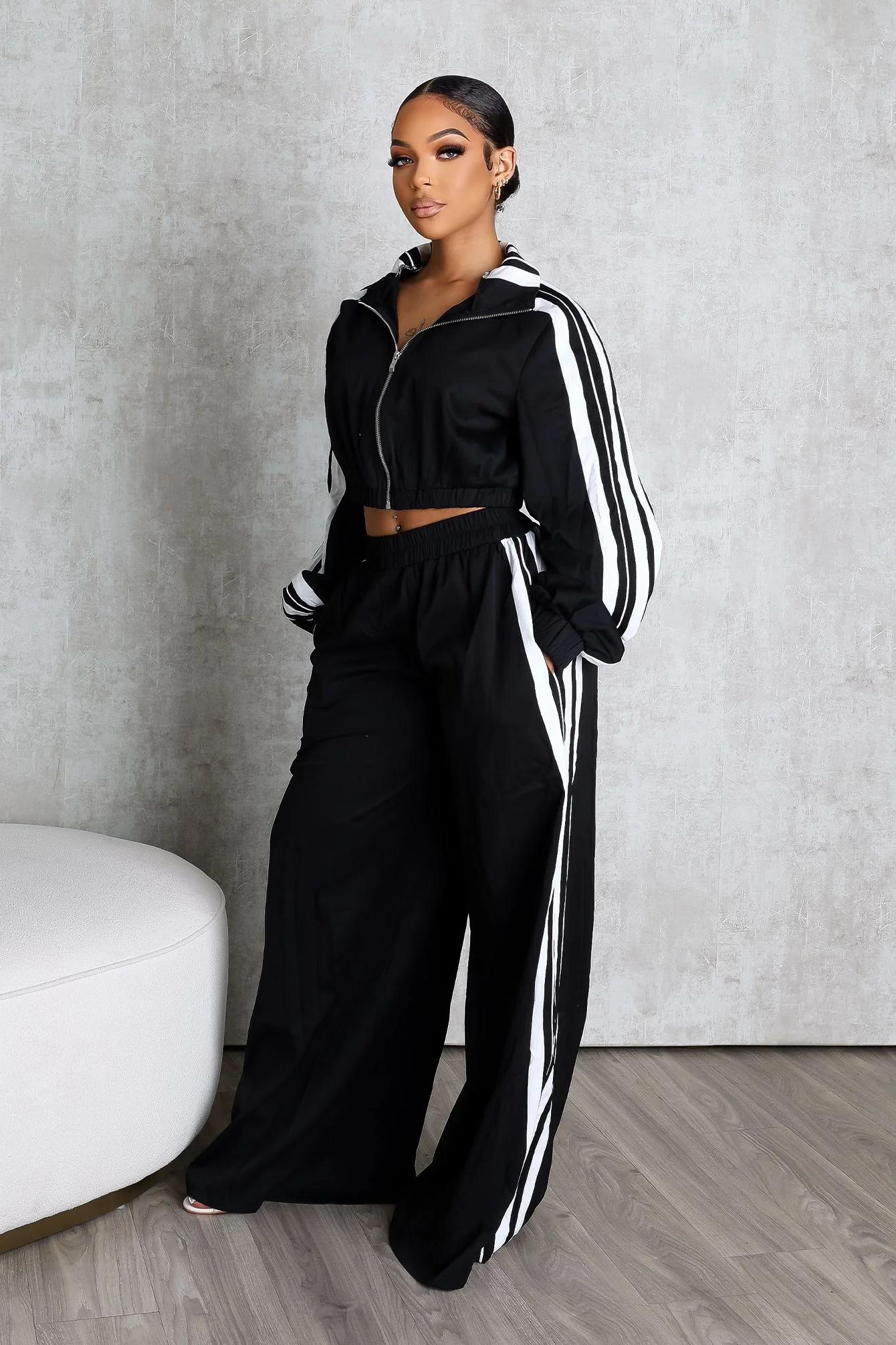 Side Motion Striped Jacket & Pants SET