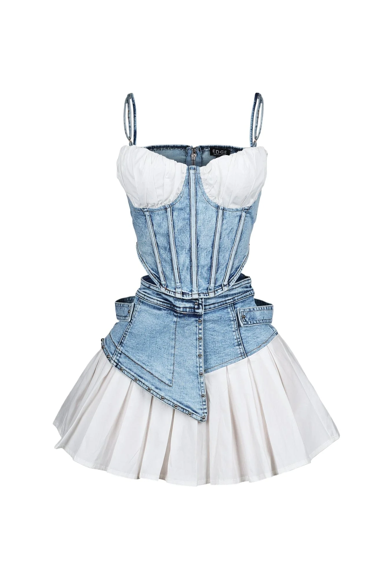 578-Melbourne-Poplin-Denim-Bustier-Top-Skirt-SET-4.webp Melbourne Poplin Denim Bustier Top & Skirt SET