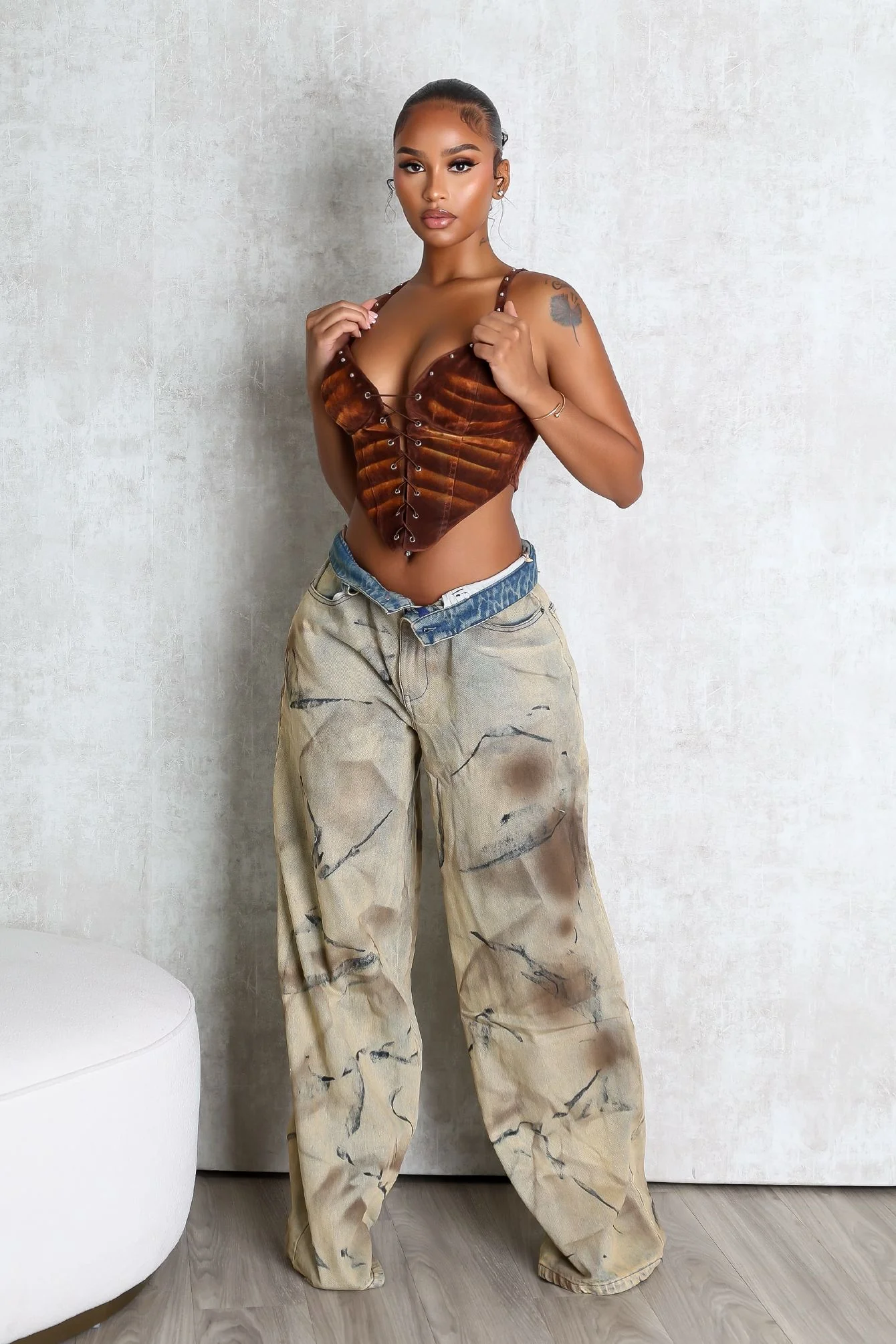 5822-St.-George-Faux-Suede-Corset-Top-2.webp St. George Faux Suede Corset Top