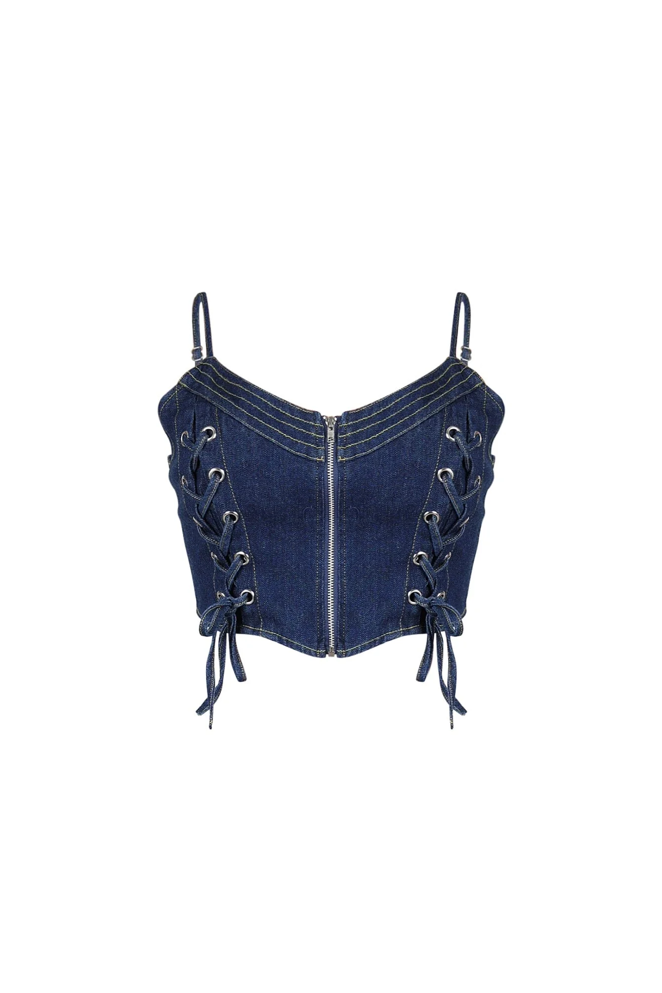 Sidekick Lace Up Denim Bustier Top