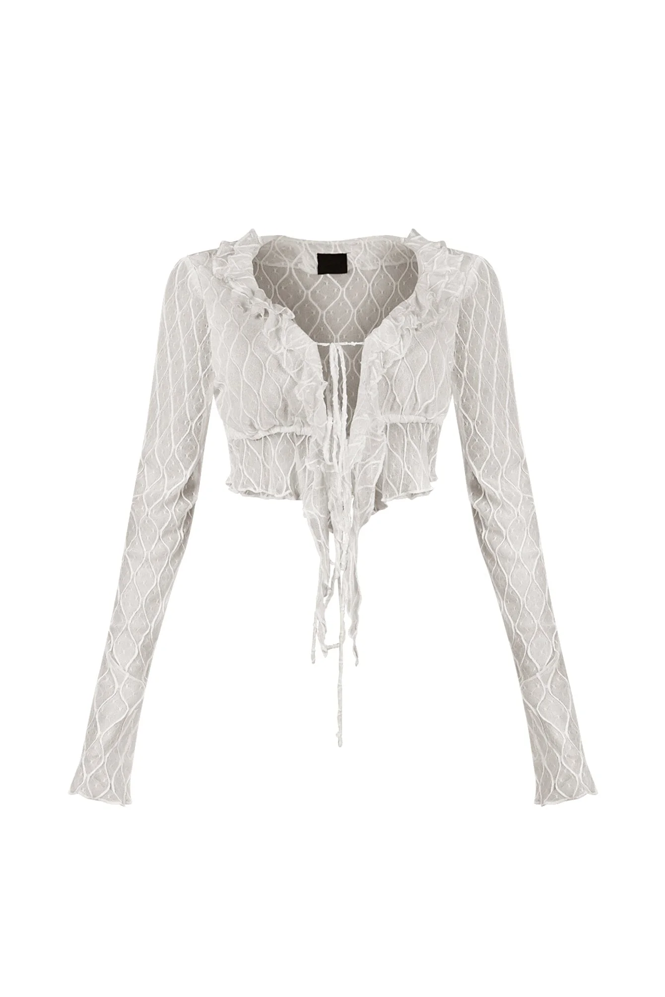 Sasa Mesh Ruffle Crop Top