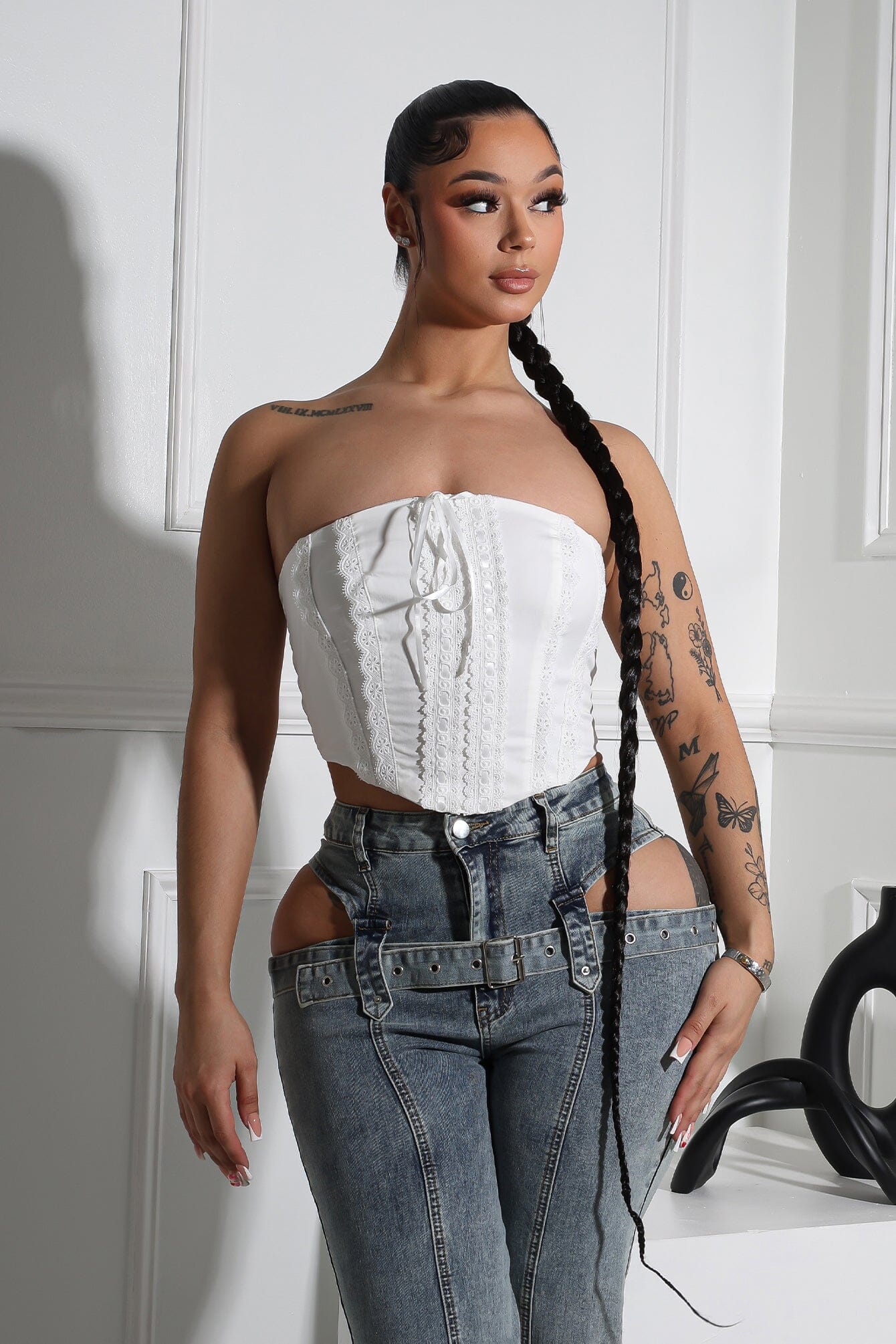 Trina Tube Crochet Lace Crop Top