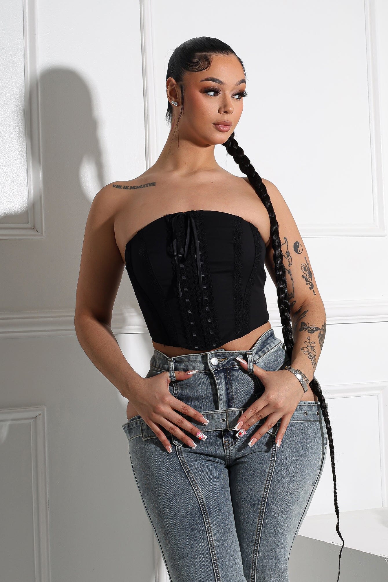 Trina Tube Crochet Lace Crop Top