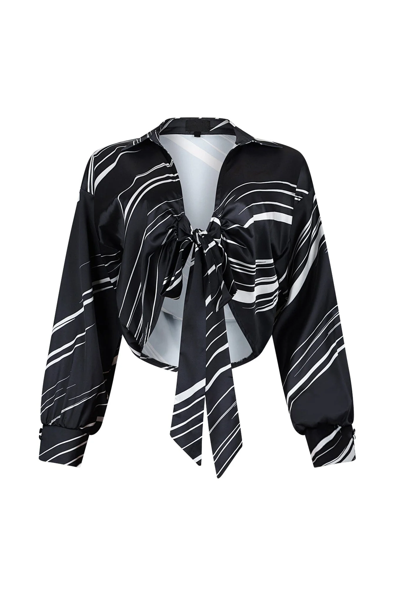 6485-Tara-Geo-Printed-Satin-Tie-Blouse-6.webp Tara Geo Printed Satin Tie Blouse