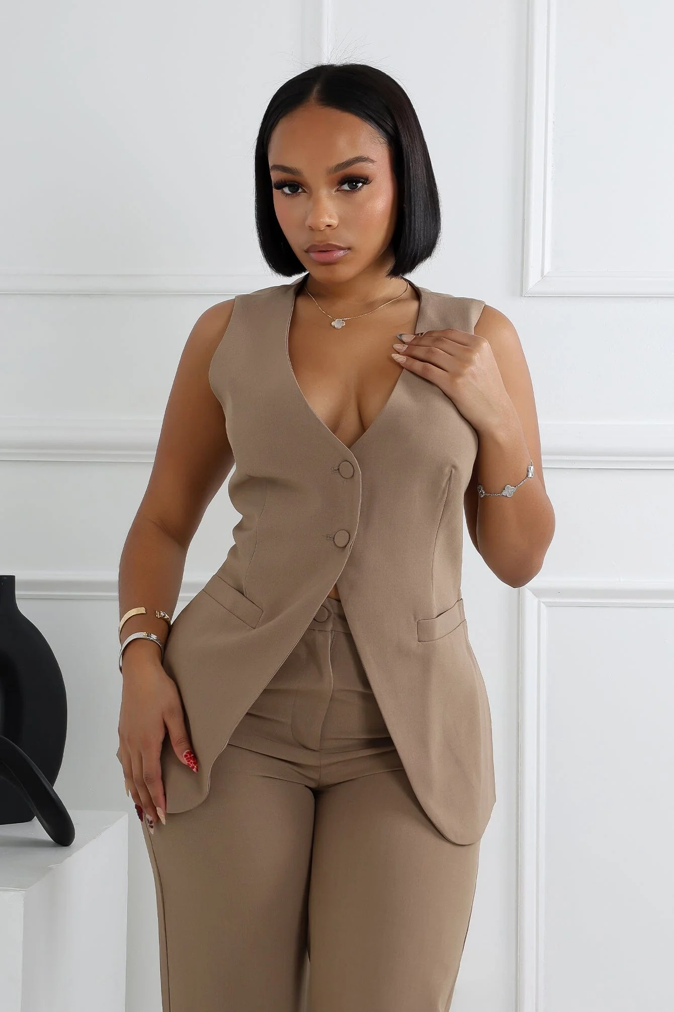 Amilia Woven Tailored Vest Top