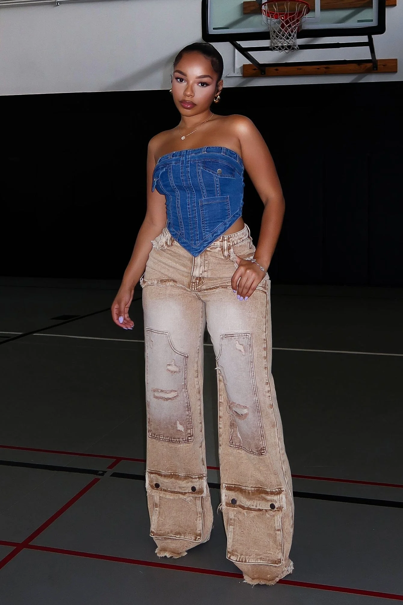 As It Was Strapless Denim Top