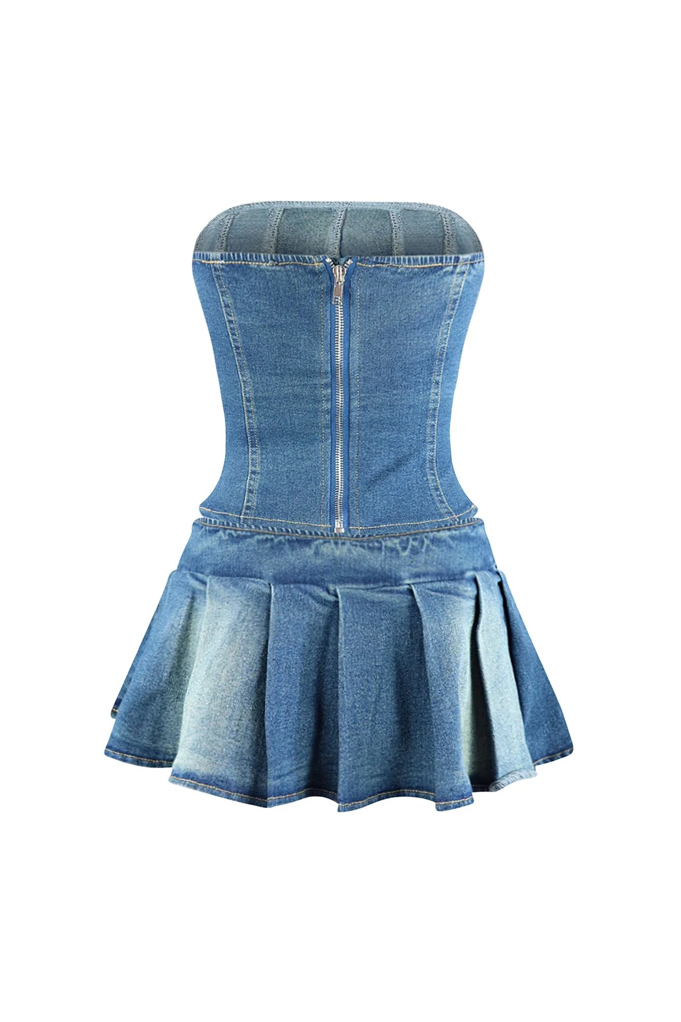 705-Muted-Blue-Denim-Corset-Top-Skirt-SET-5.webp Muted Blue Denim Corset Top & Skirt SET
