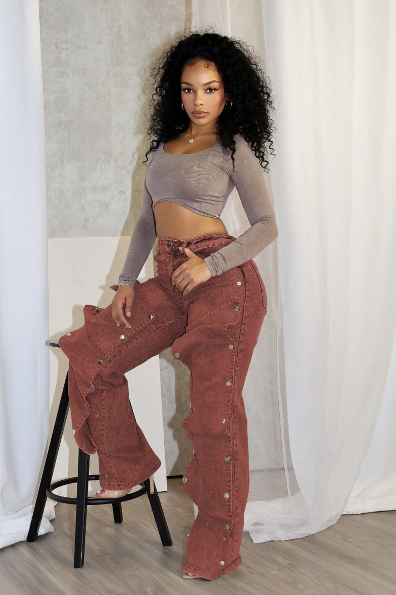 7286-Hazel-Snap-Button-Baggy-Jeans-5.webp Hazel Snap Button Baggy Jeans