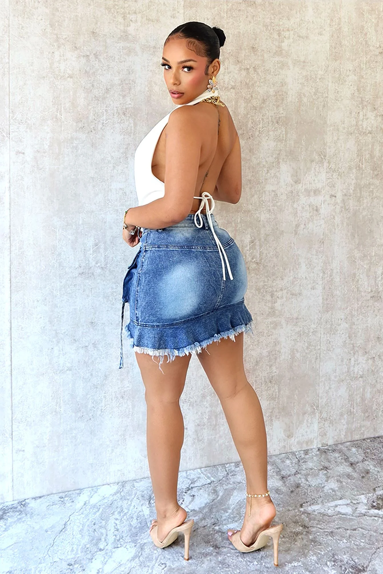 Problems Vintage Cargo Denim Skirt