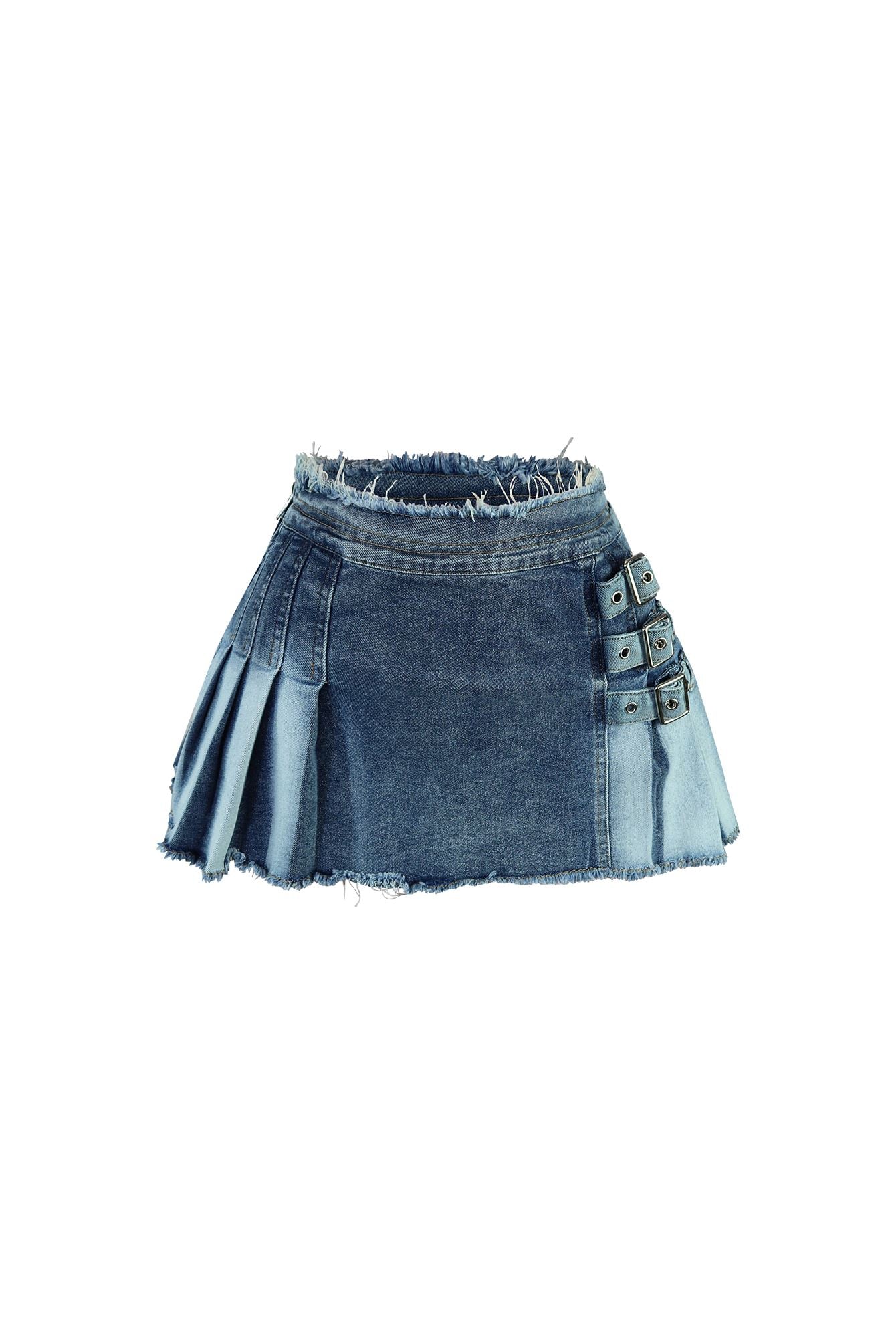 Got Me Good Washed Belted Pleated Mini Skirt