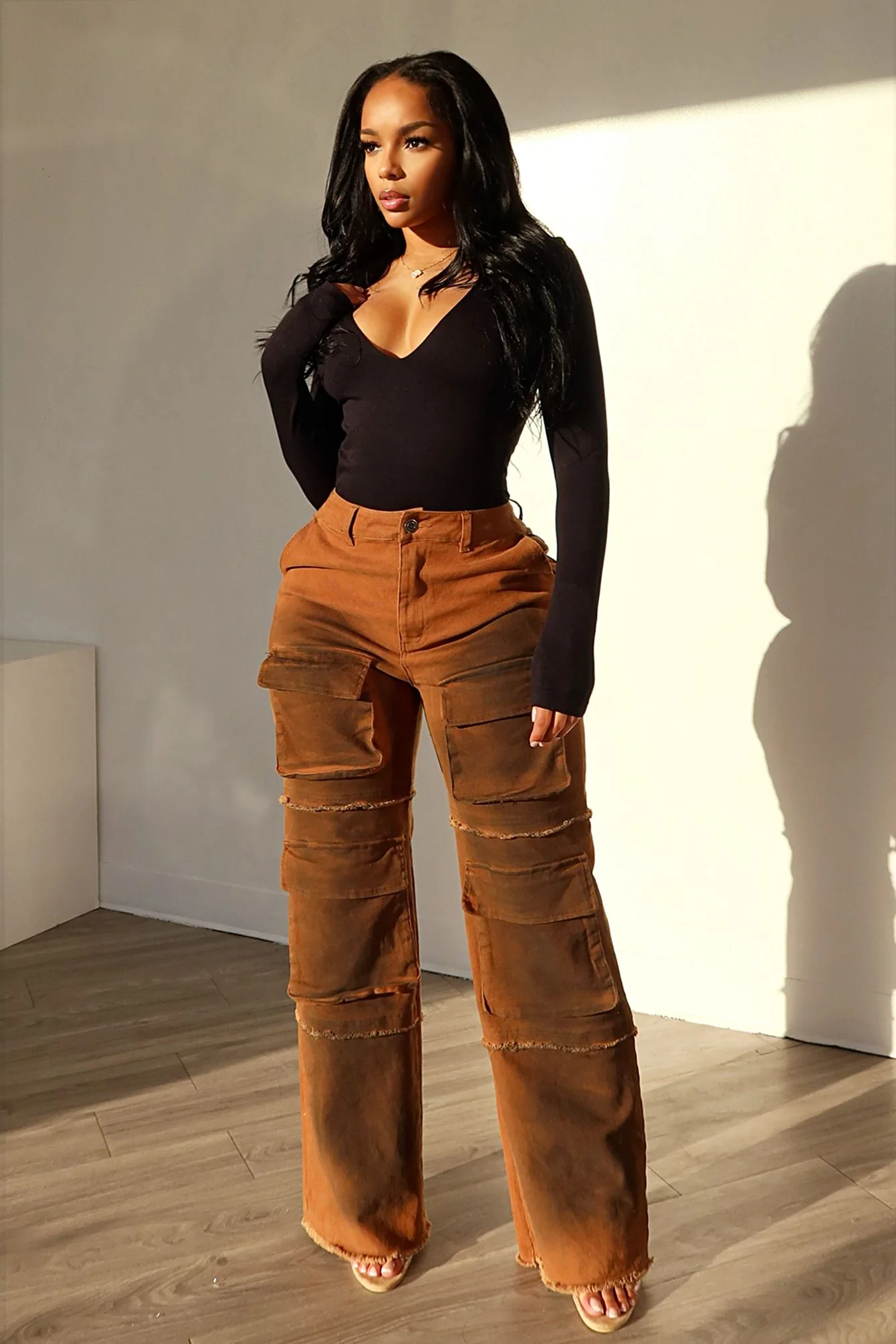 Going Higher Washed Cargo Denim Jeans