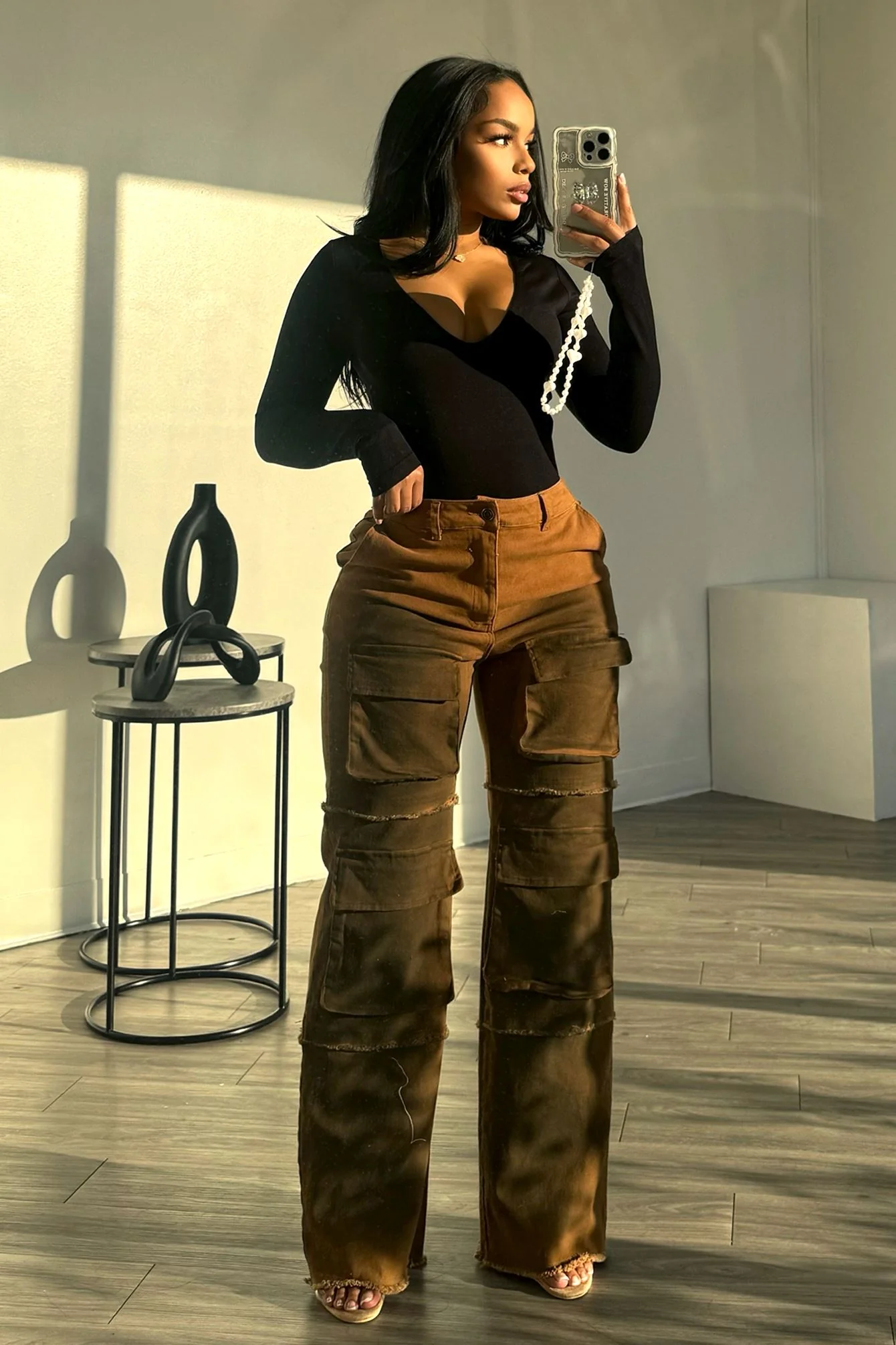 Going Higher Washed Cargo Denim Jeans