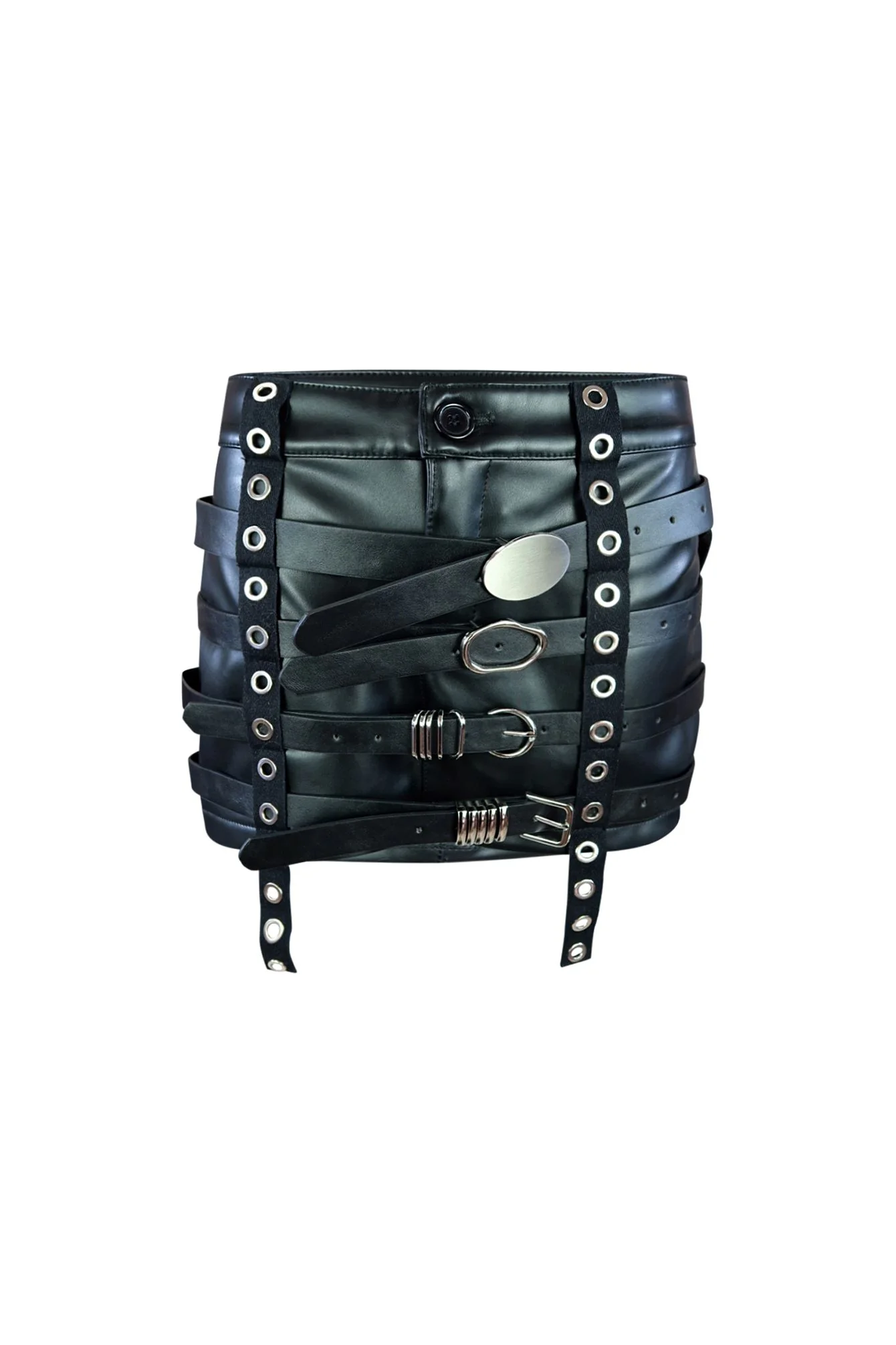 Here 4 You Belted Faux Leather Skirt