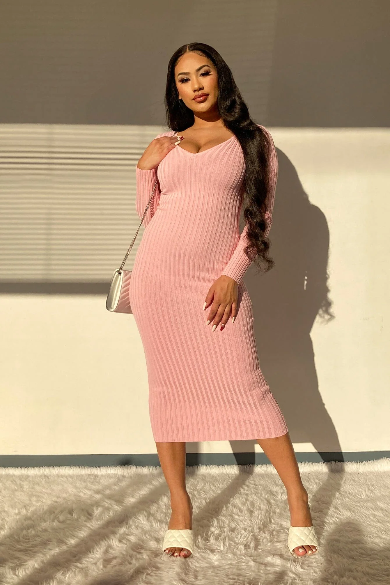 Hold On Tight Rib-Knit Bodycon Long Dress