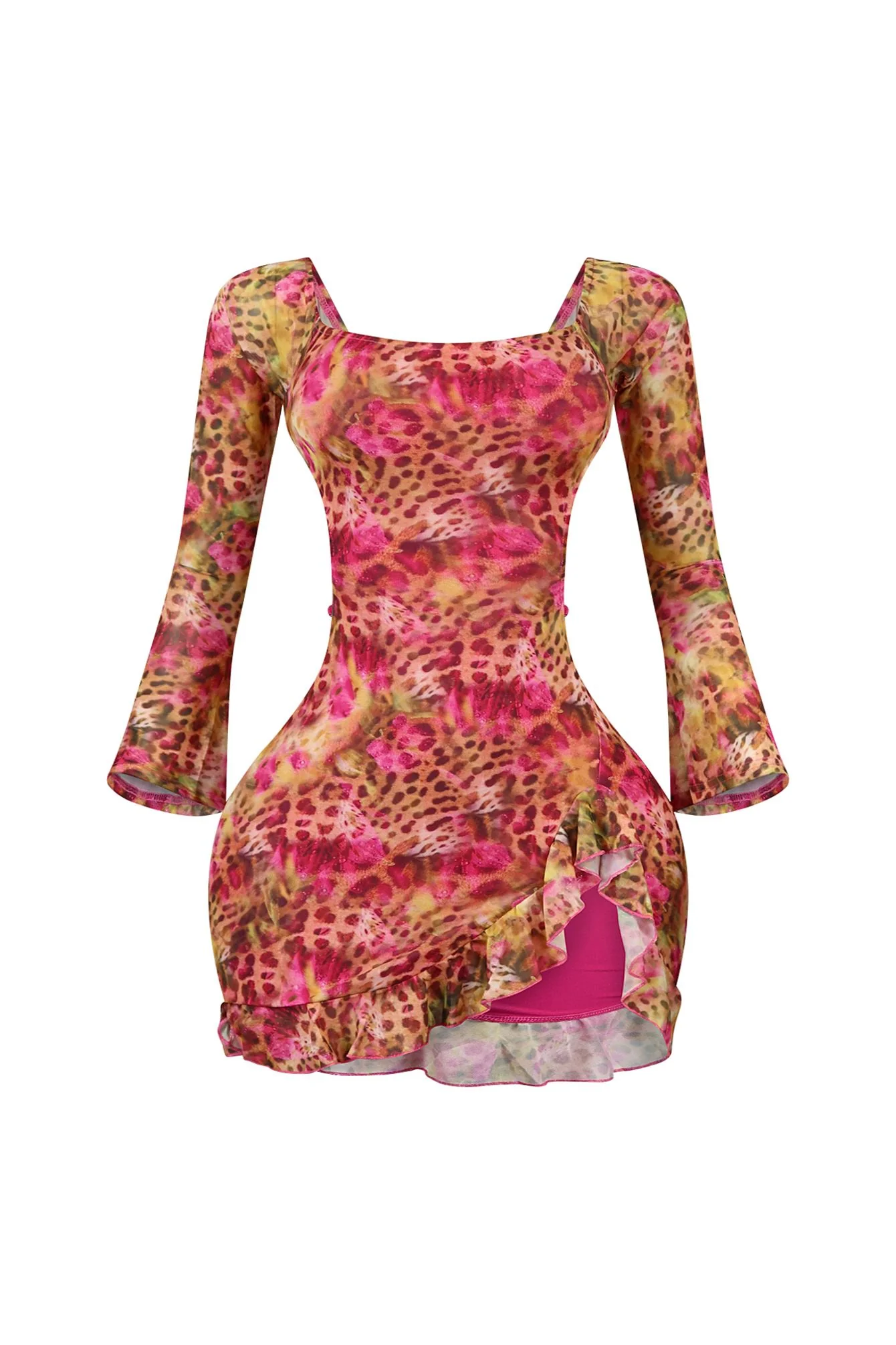 8005-Dallas-Print-Mesh-Long-Sleeve-Mini-Dress-3.webp Dallas Print Mesh Long Sleeve Mini Dress