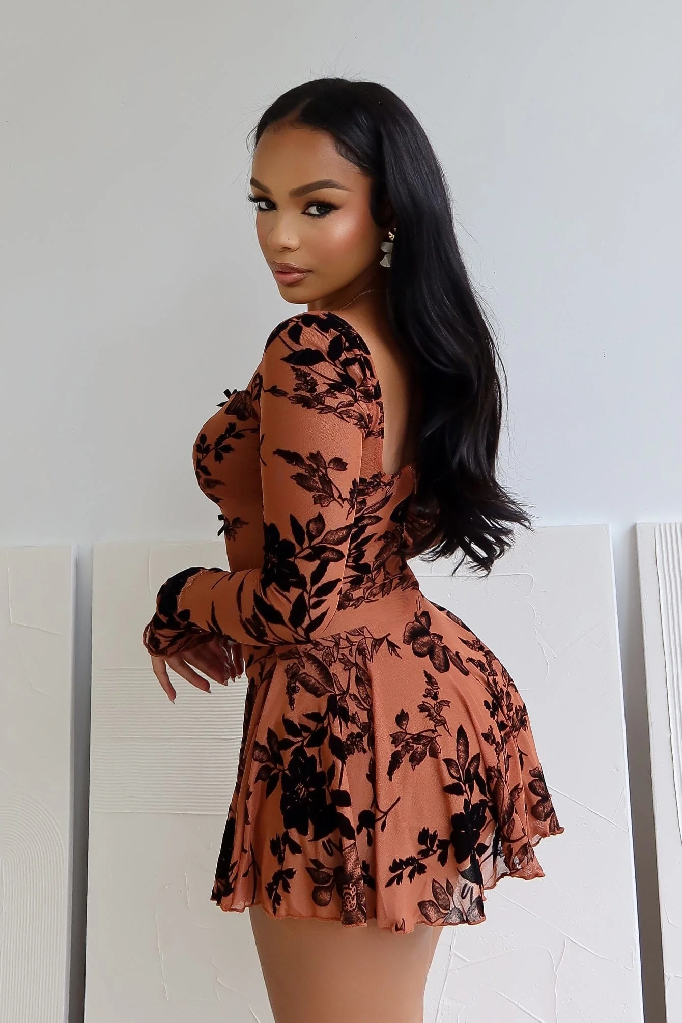 8054-Joshua-Mesh-Burnout-Flare-Mini-Dress-3.webp Joshua Mesh Burnout Flare Mini Dress