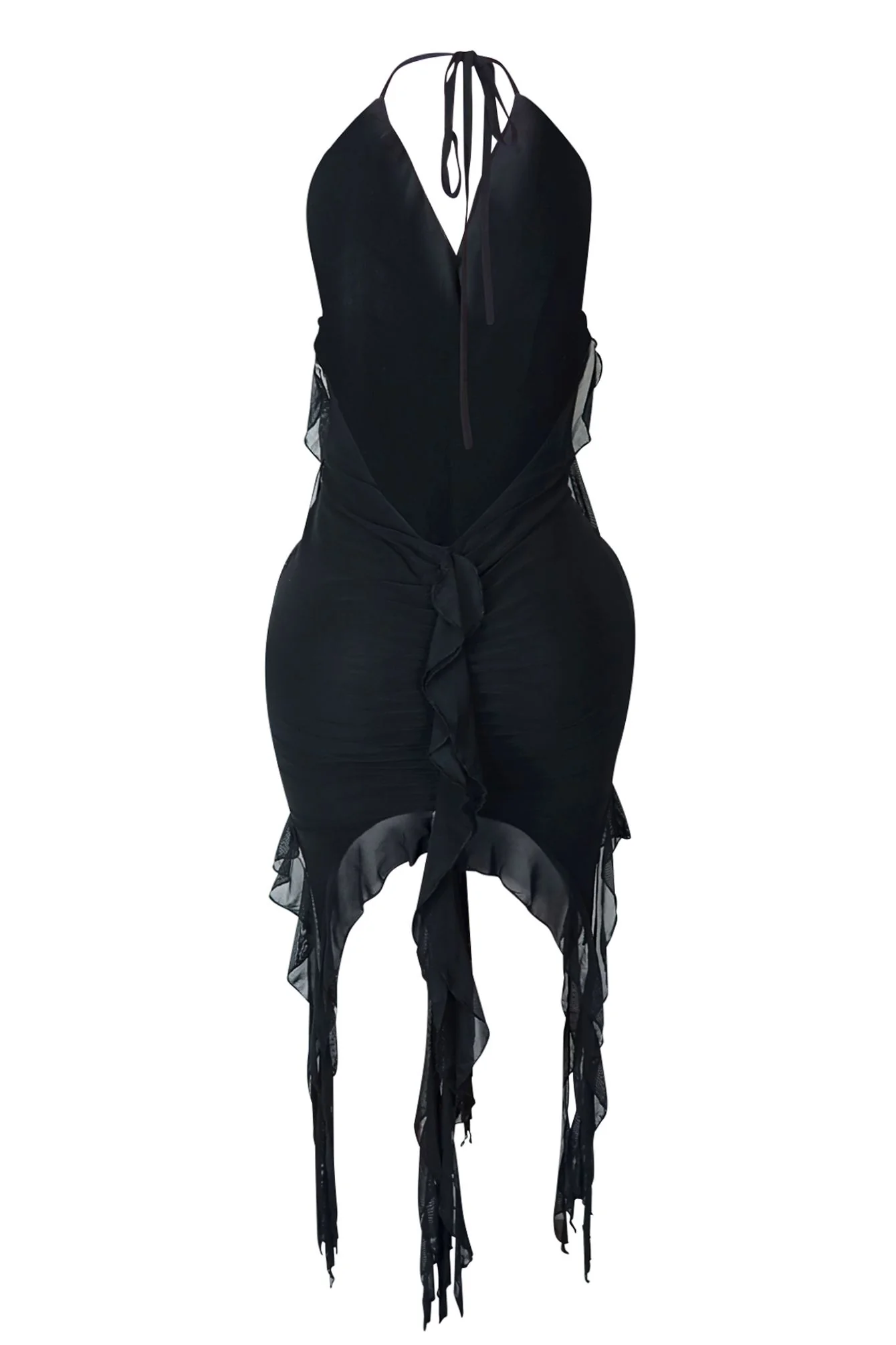 8113-Call-On-Me-Mesh-Halter-Tie-Ruffle-Dress-7.webp Call On Me Mesh Halter Tie Ruffle Dress