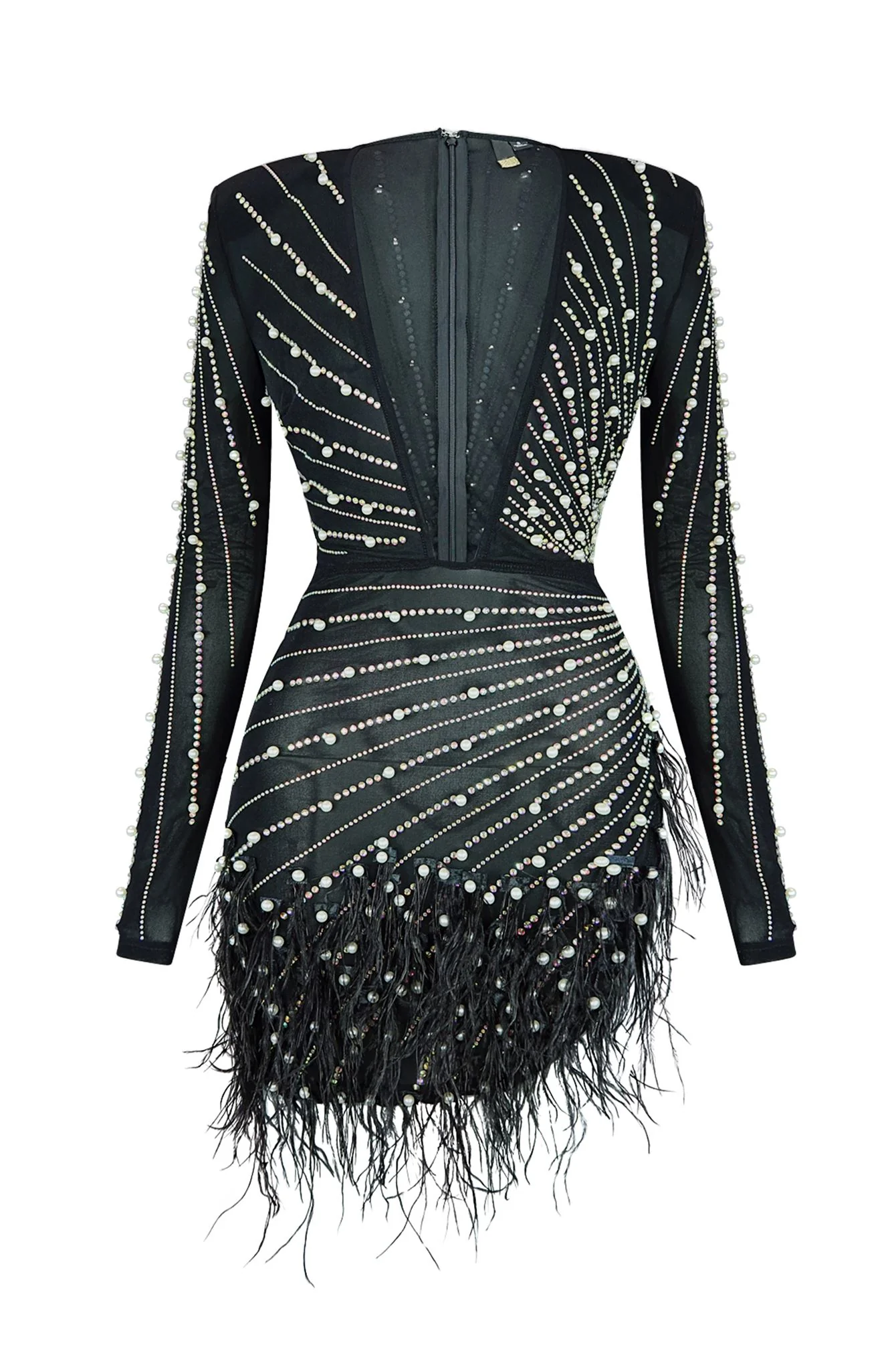 Rewrite The Stars Stone & Feather Mesh Dress