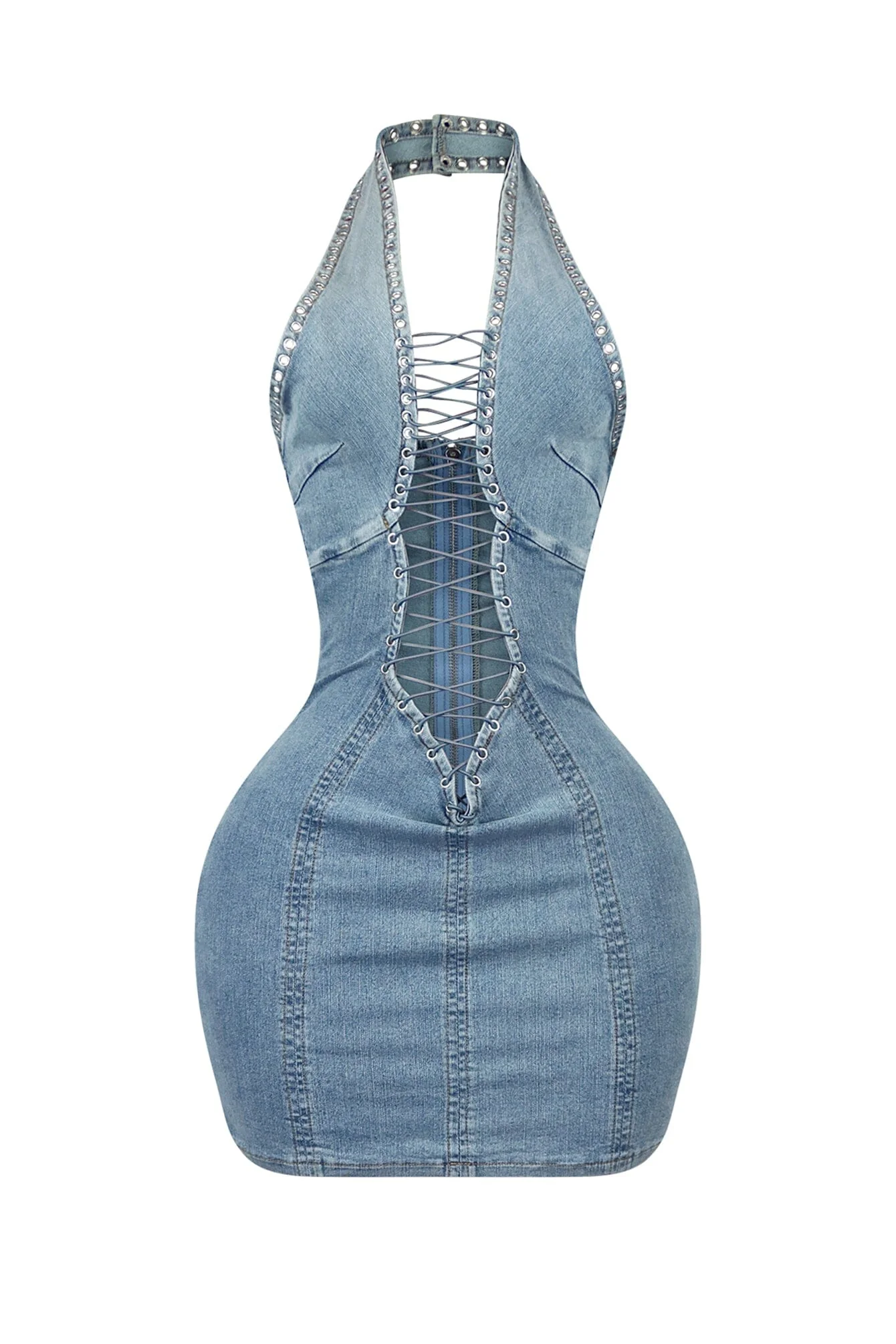 8385-Monroe-Cross-Halter-Denim-Mini-Dress-3.webp Monroe Cross Halter Denim Mini Dress
