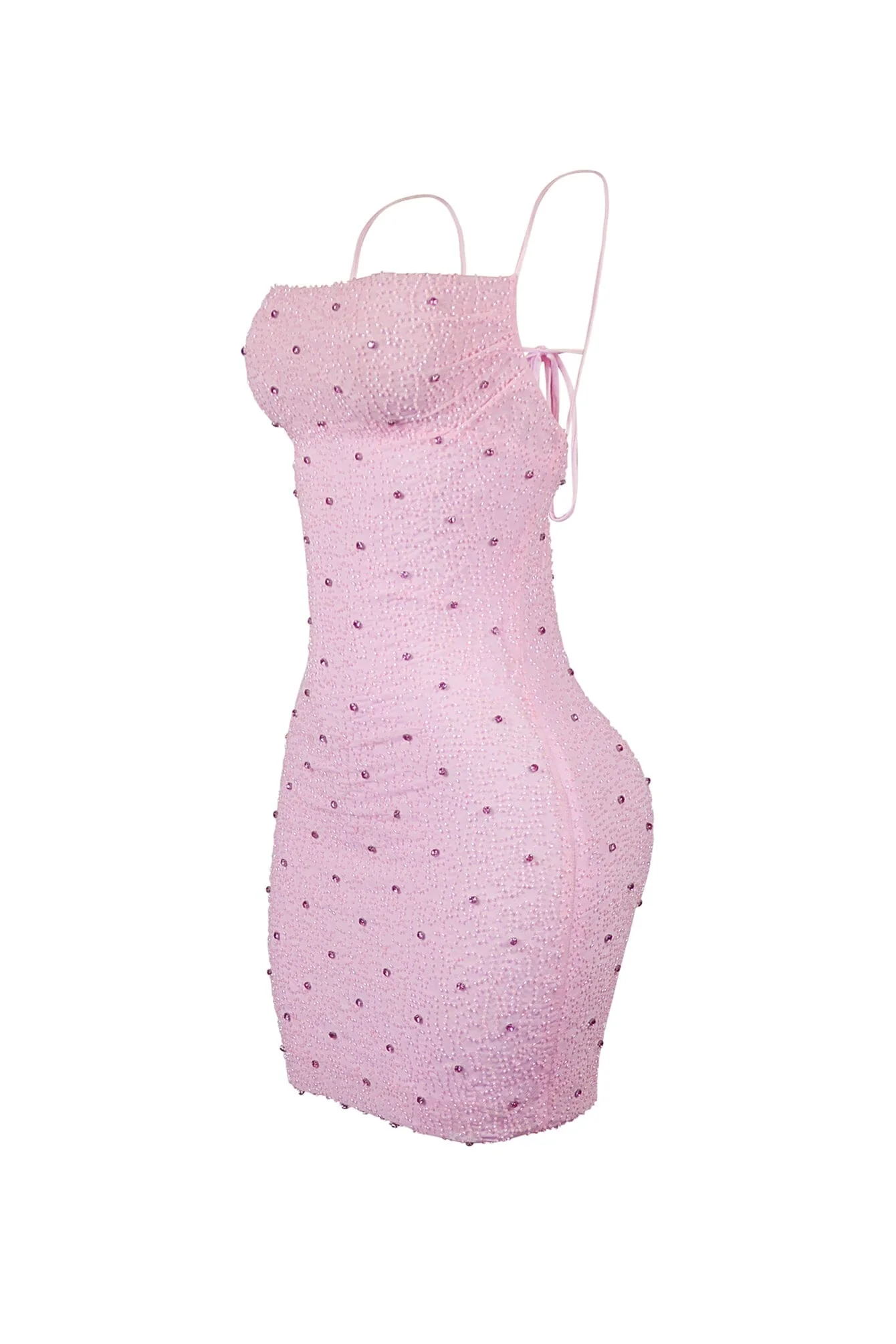 8476-Delicate-Blush-Cowl-Neck-Rhinestone-Mini-Dress-3.webp Delicate Blush Cowl Neck Rhinestone Mini Dress