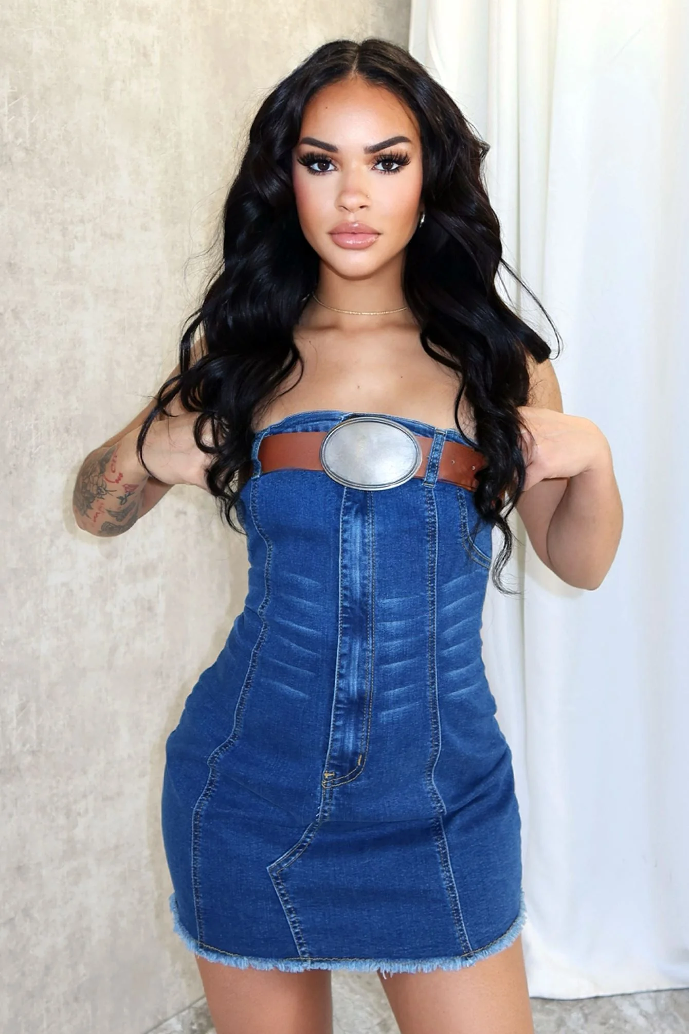 8704-Bottoms-Up-Belted-Denim-Tube-Dress-3.webp Bottoms Up Belted Denim Tube Dress
