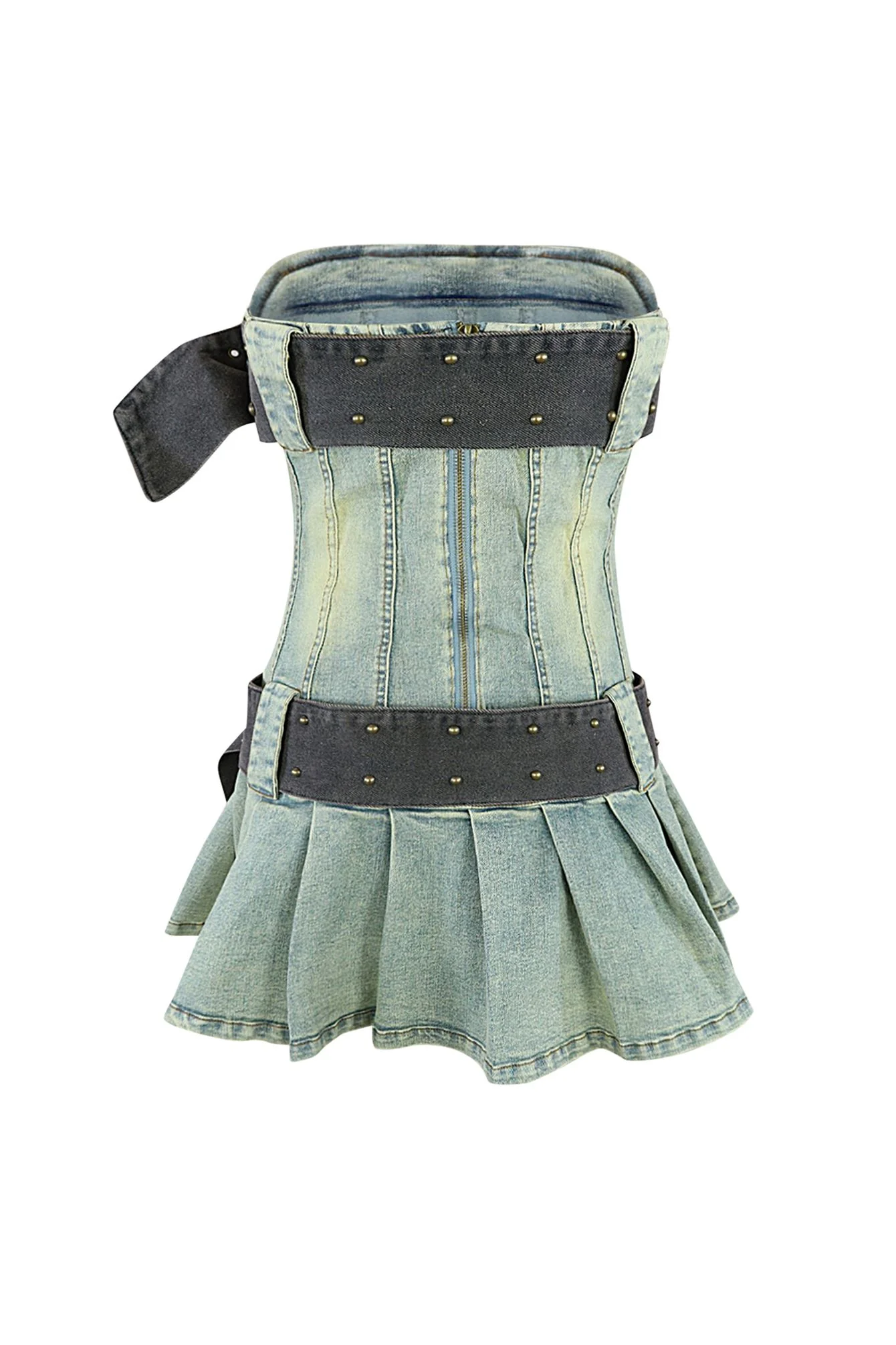 8727-Vintage-Chocolate-Washed-Denim-Micro-Dress-3.webp Vintage Chocolate Washed Denim Micro Dress