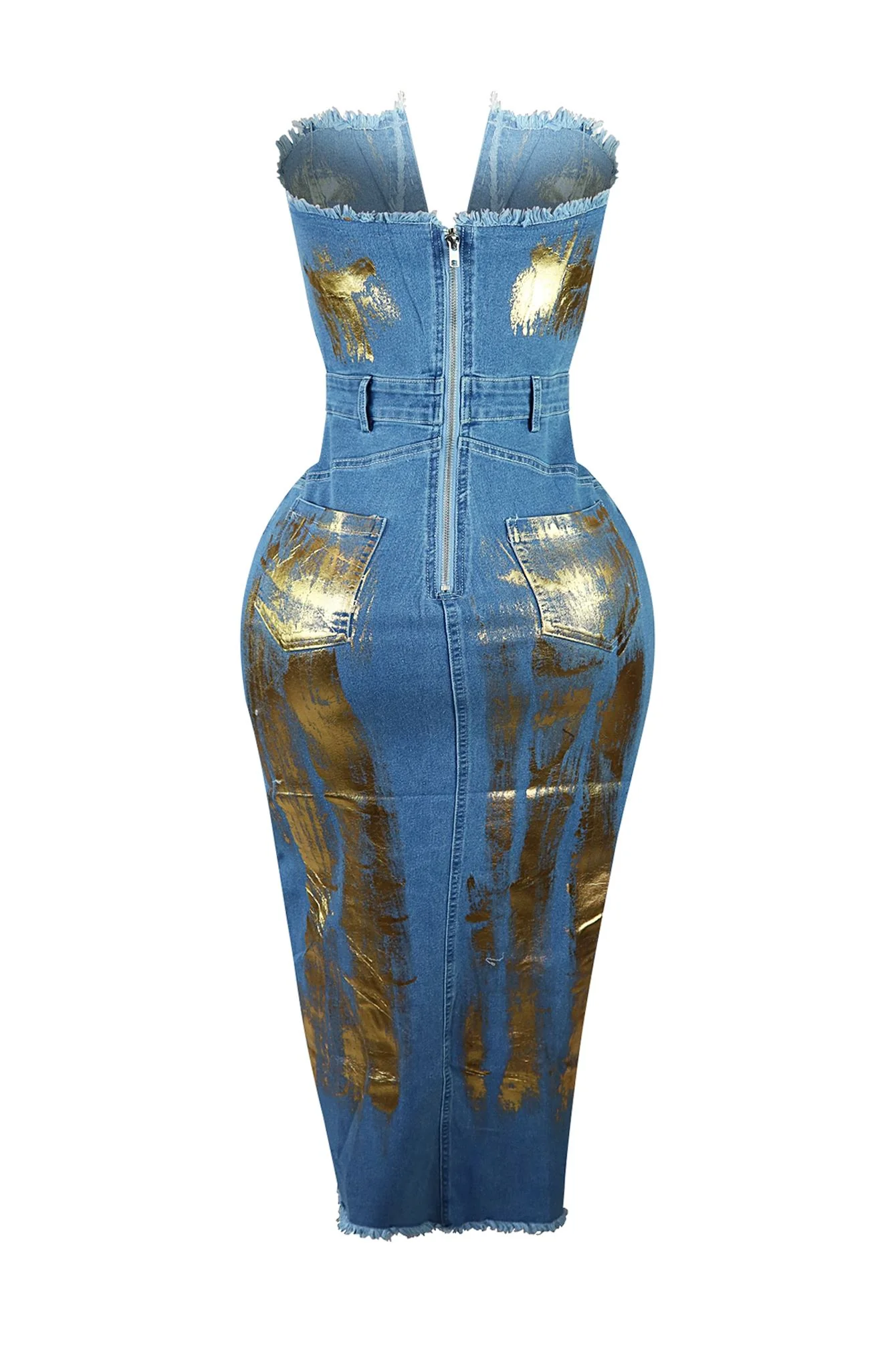 8747-Dezi-Metallic-Detail-Wired-Denim-Dress-3.webp Dezi Metallic Detail Wired Denim Dress