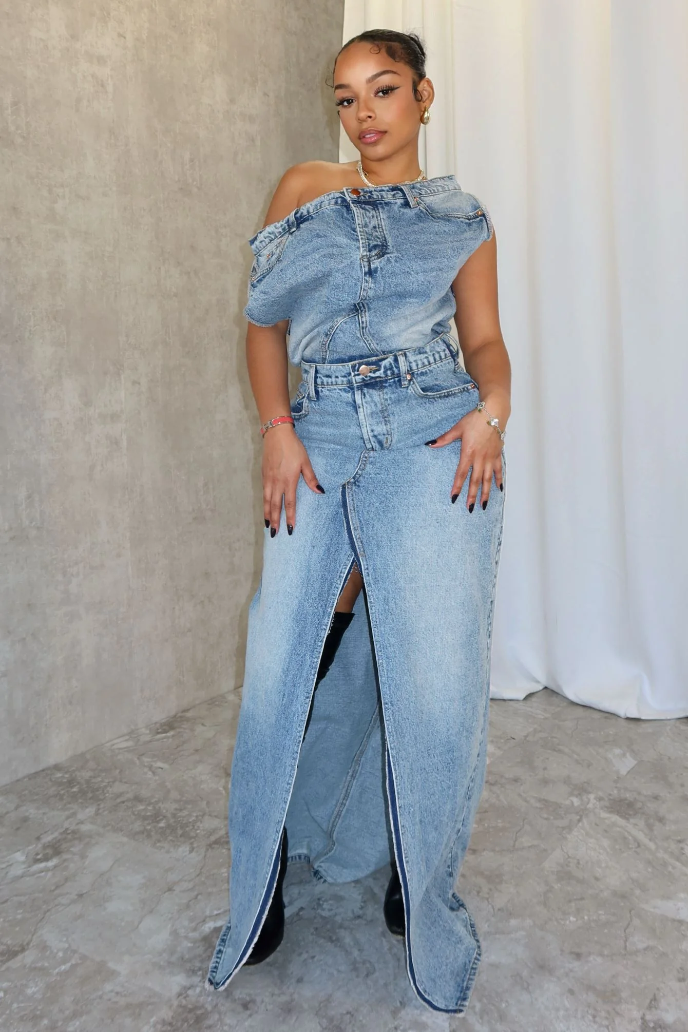 Sawyer Un Balanced Denim Maxi Dress