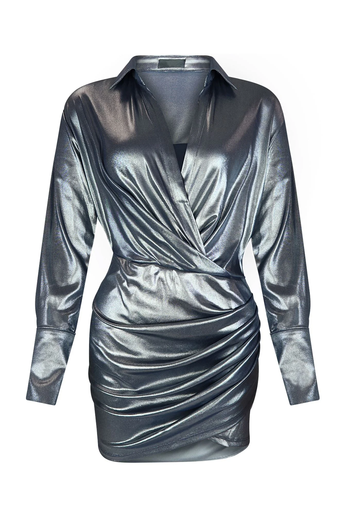 8876-Calypso-Shiny-Drape-Mini-Dress-3.webp Calypso Shiny Drape Mini Dress