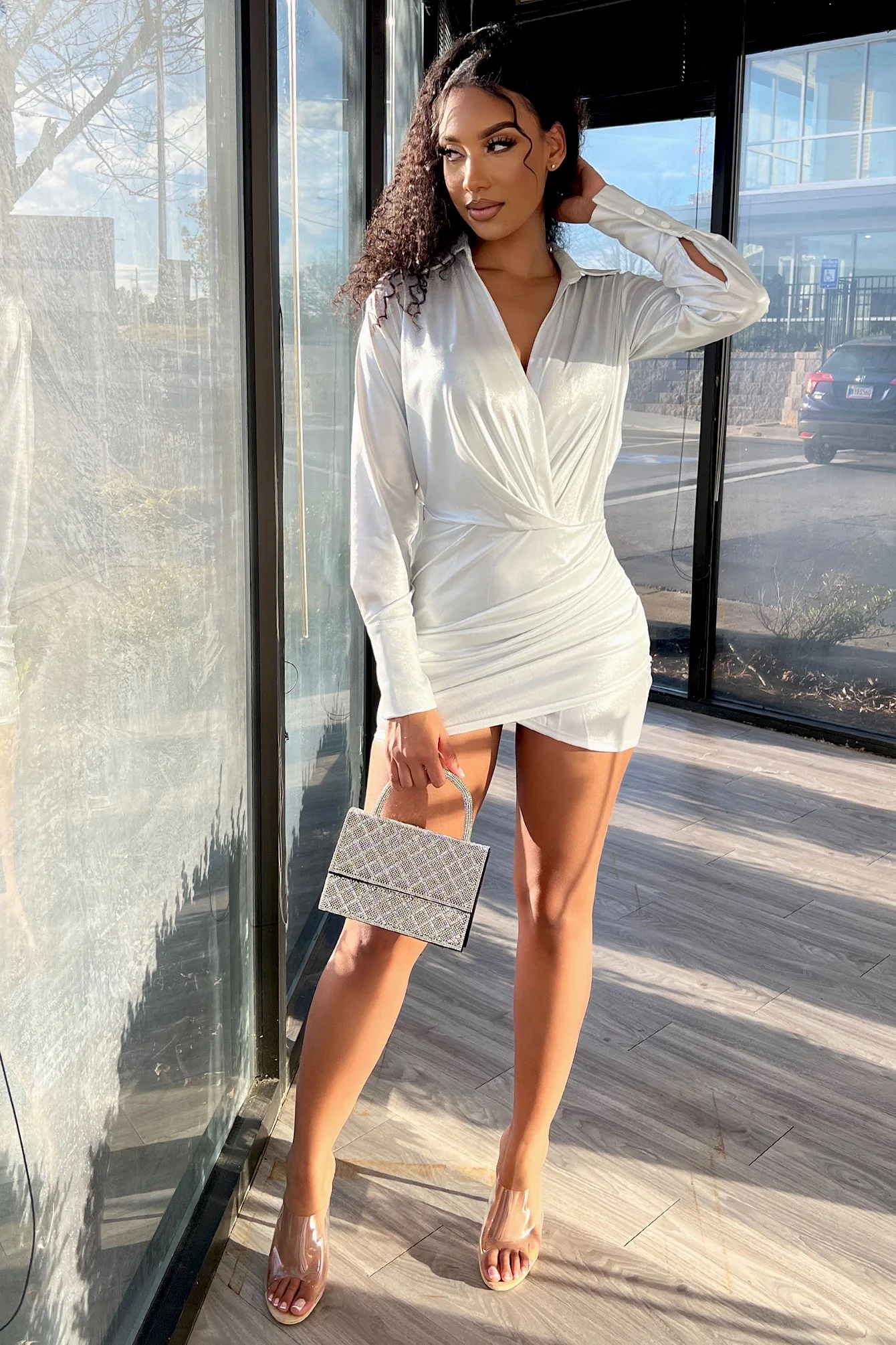 8876-Calypso-Shiny-Drape-Mini-Dress-5.webp Calypso Shiny Drape Mini Dress