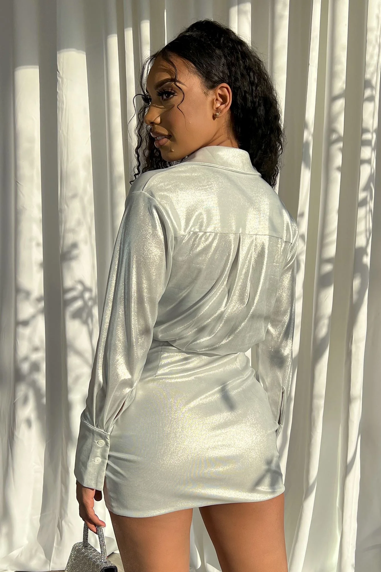 8876-Calypso-Shiny-Drape-Mini-Dress-7.webp Calypso Shiny Drape Mini Dress