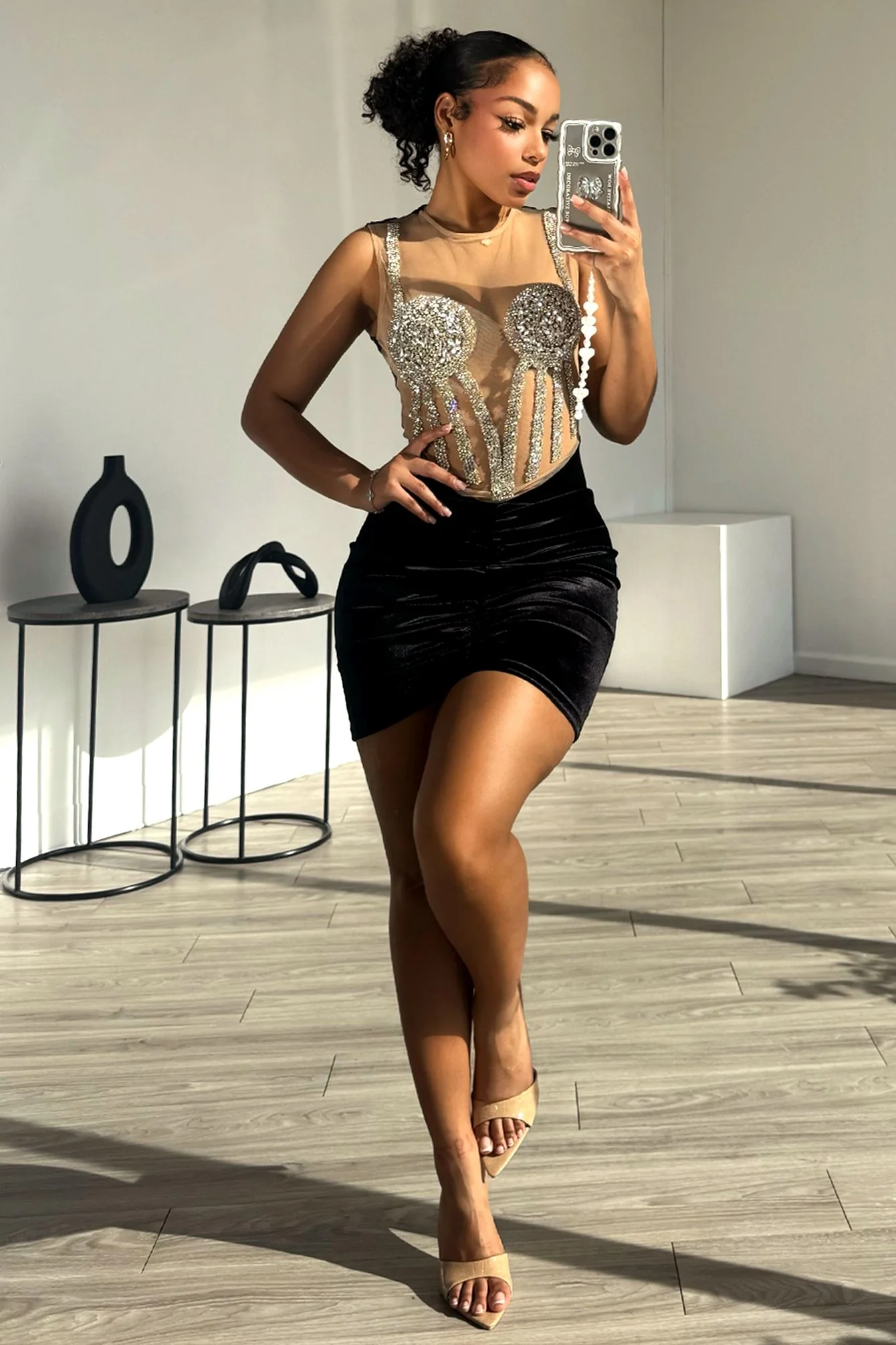 8930-Adaline-Mesh-Contrast-Vevet-Jewel-Dress-3.webp Adaline Mesh Contrast Vevet Jewel Dress