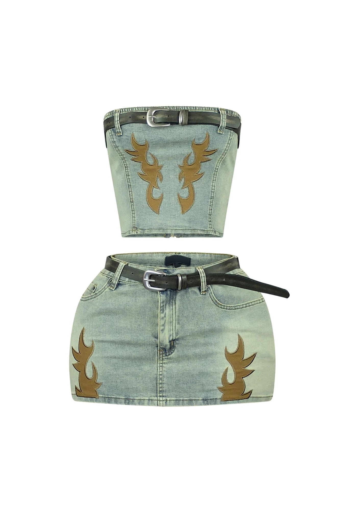 9300-Rodeo-Flame-Belted-Tube-Top-Skirt-SET-5.webp Rodeo Flame Belted Tube Top & Skirt SET