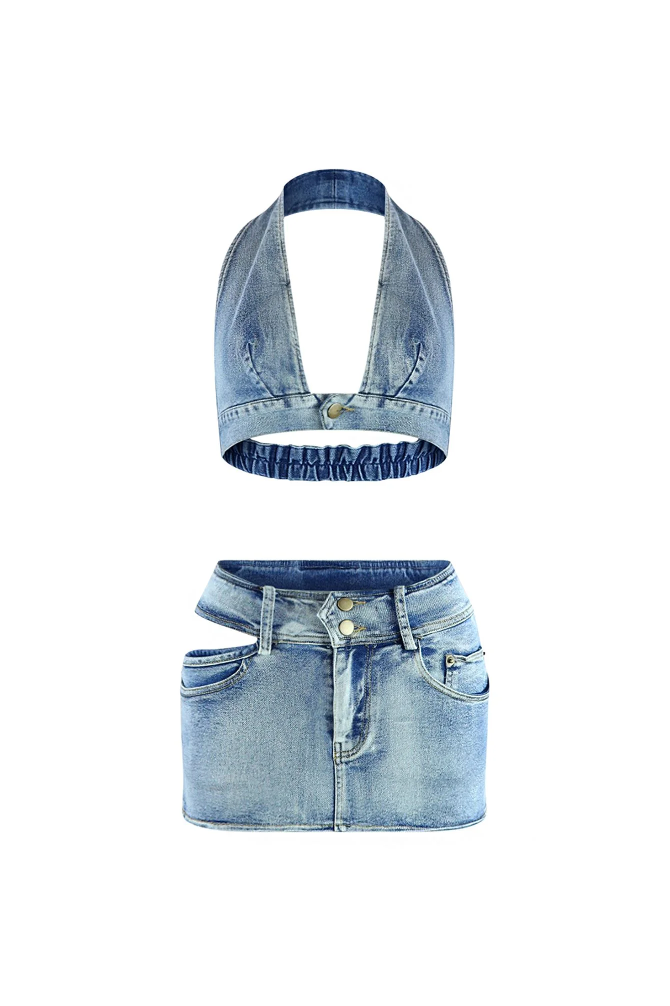 9532-Hollaback-Denim-Halter-Top-Skirt-SET-3.webp Hollaback Denim Halter Top & Skirt SET