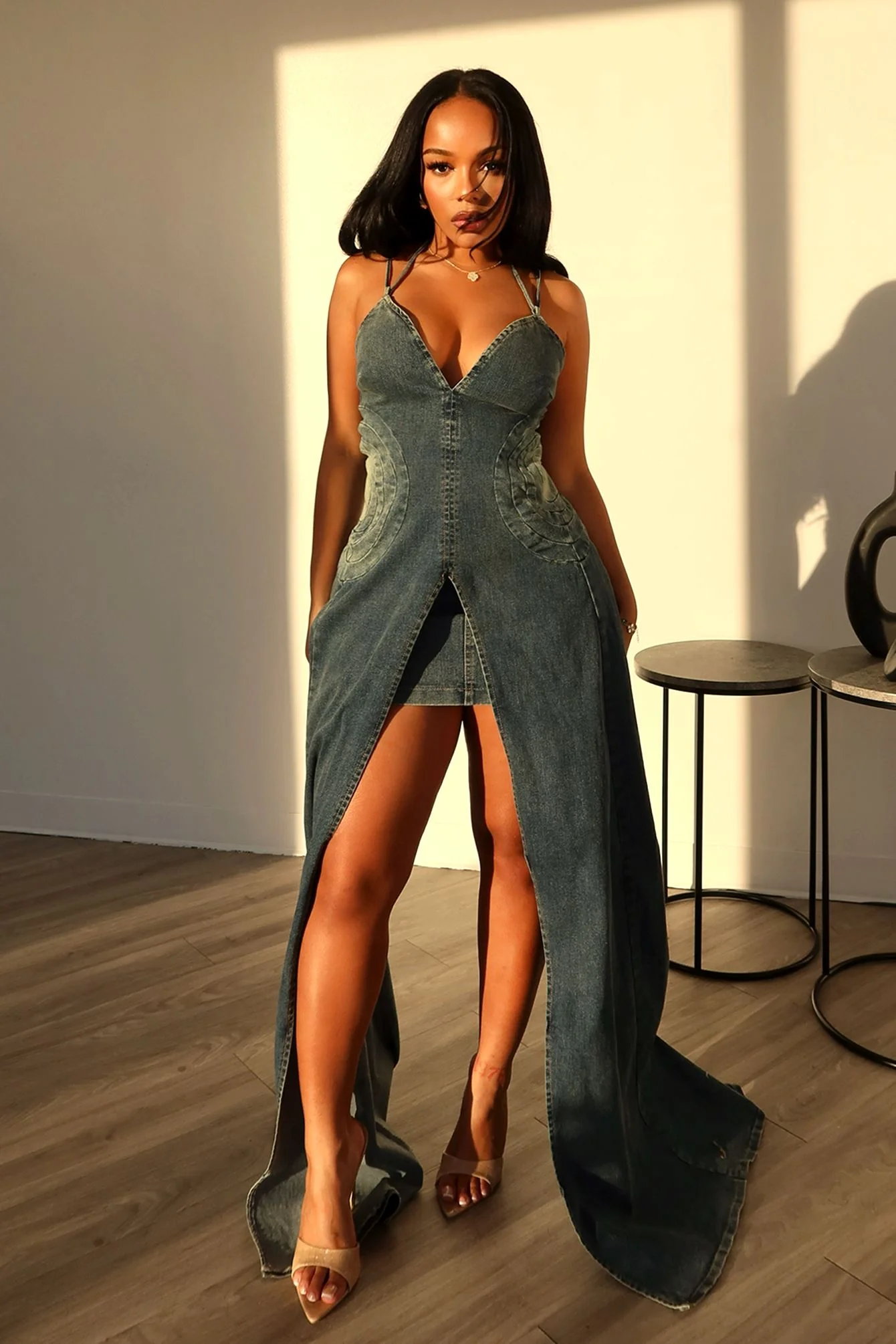 Glitch Out Denim Top & Skirt Set