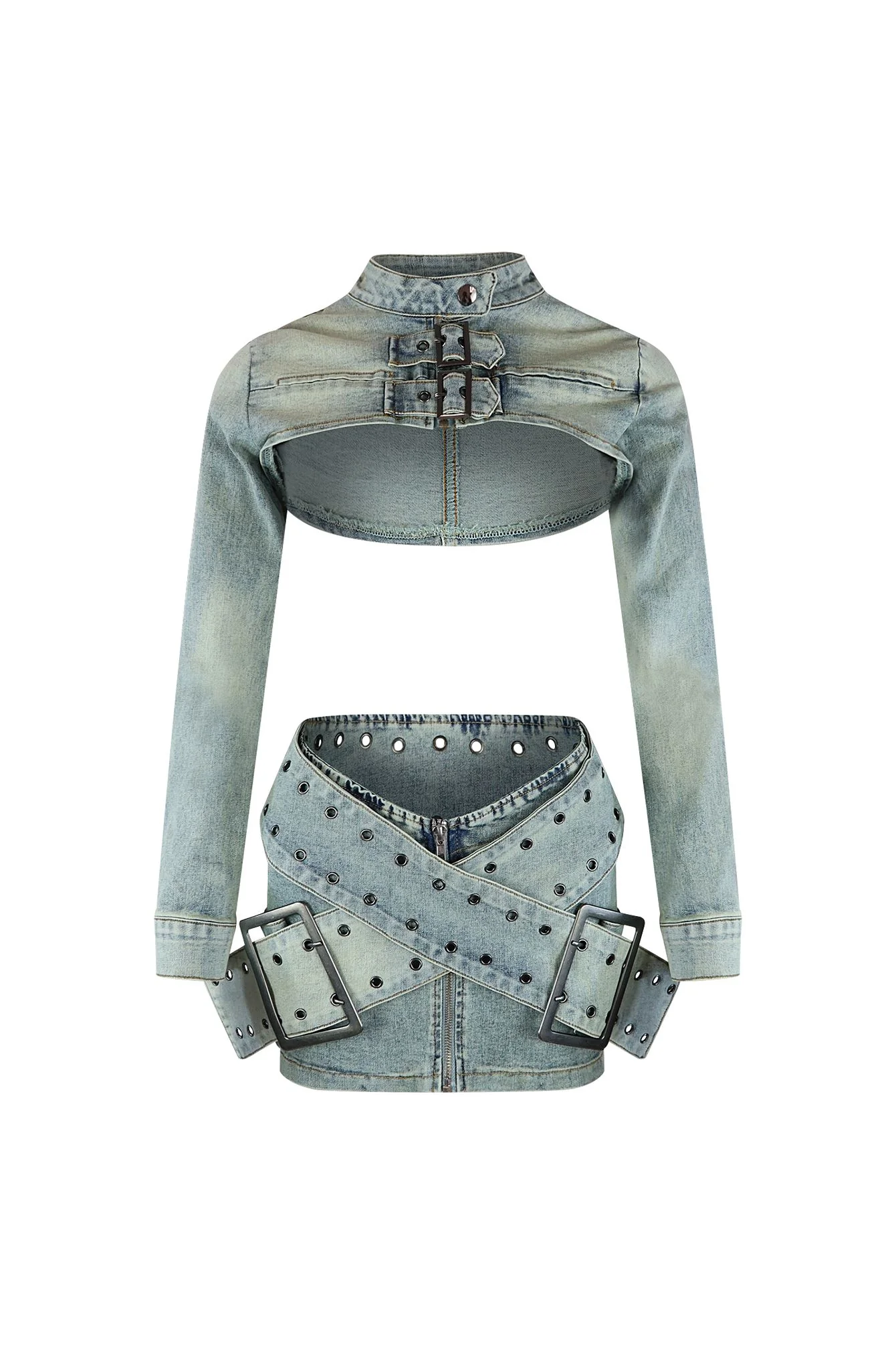 9581-Toxic-Buckle-Crop-Jacket-Buckle-Skirt-SET-5.webp Toxic Buckle Crop Jacket & Buckle Skirt SET