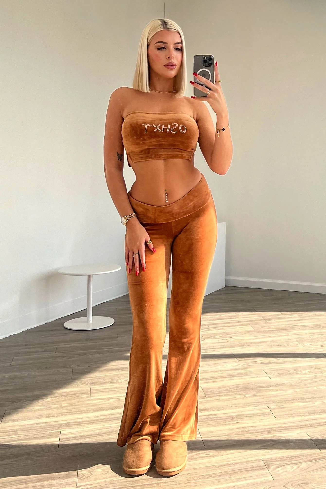 Girls Girl Velour Top & Low Rise Pants SET