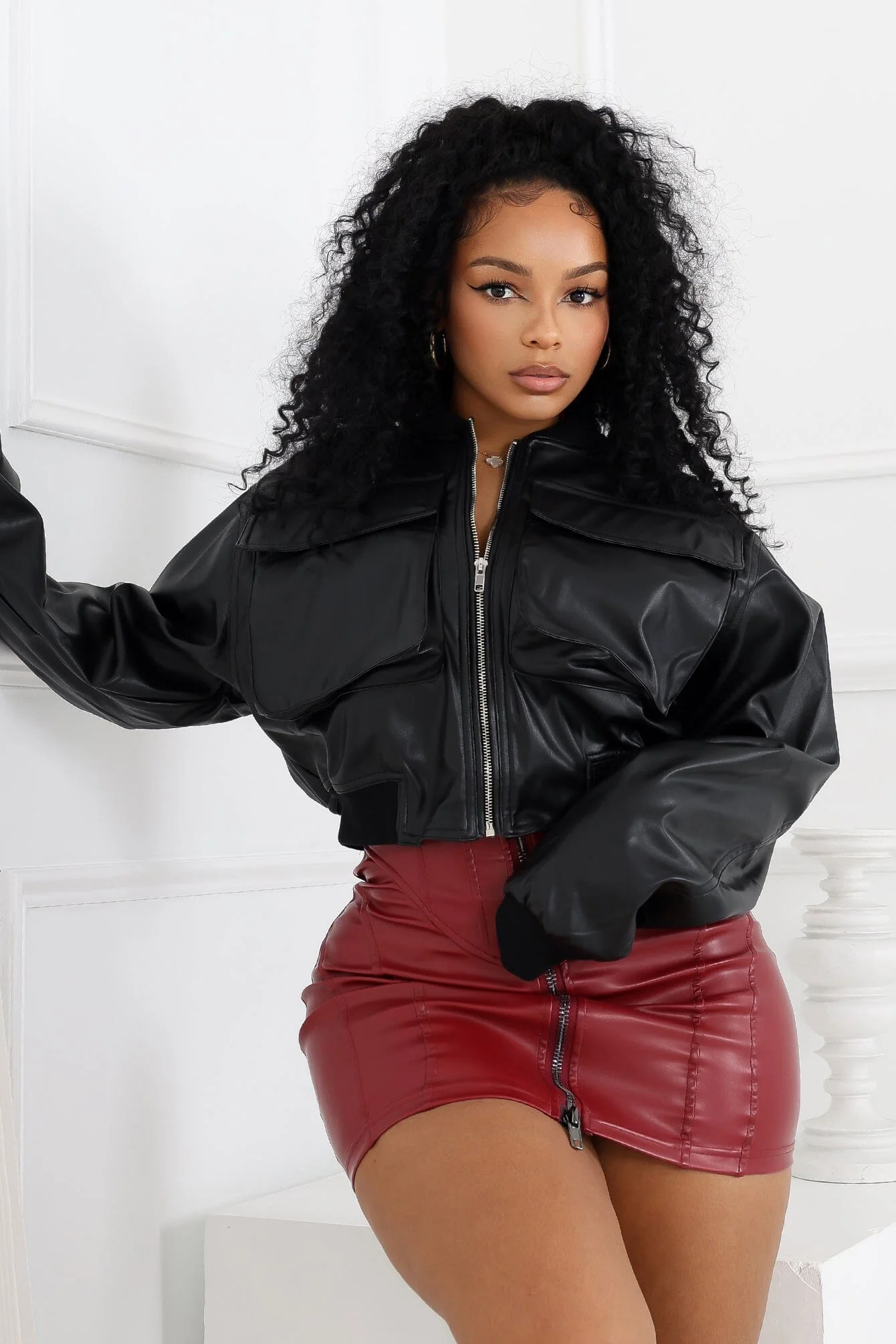 Milan Faux Leather Cargo Jacket