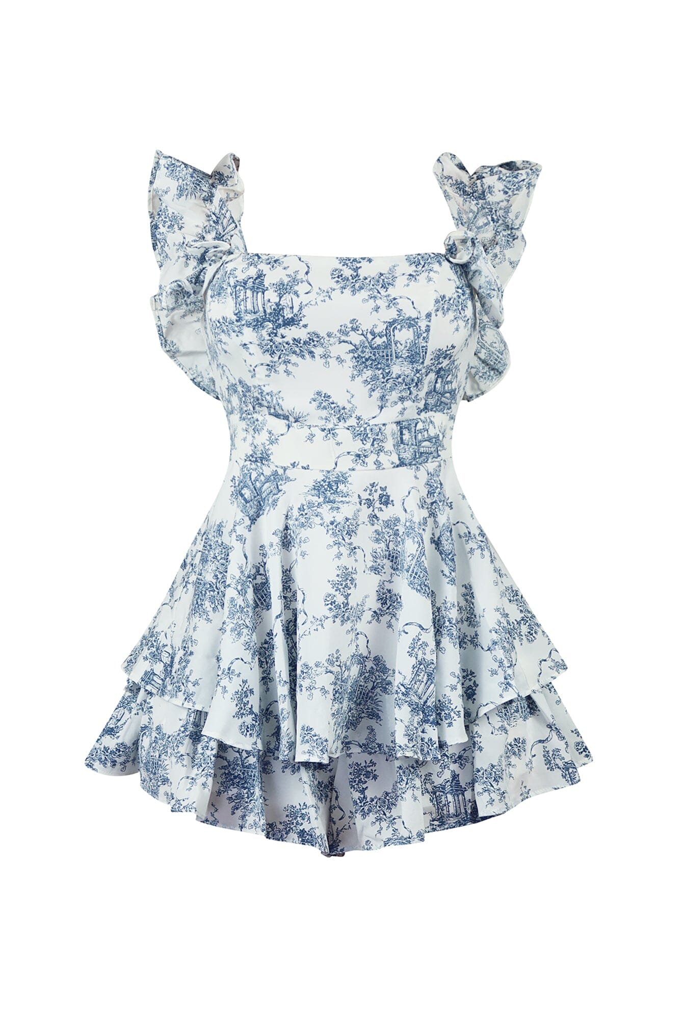 9945-Sophia-Print-Off-Shoulder-Woven-Ruffled-Romper-3.jpg Sophia Print Off Shoulder Woven Ruffled Romper