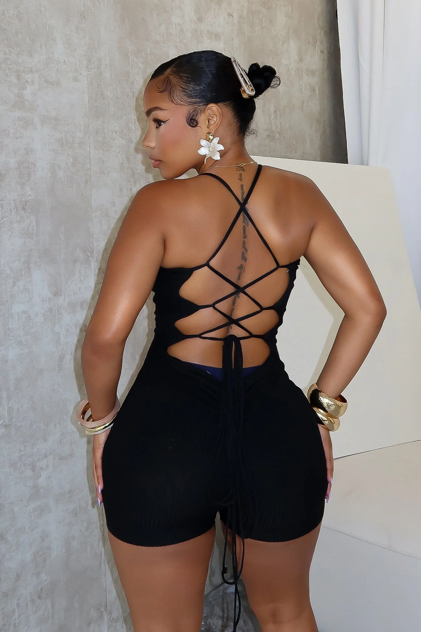 9980-Marvin-Double-Straps-Lace-Up-Knit-Romper-4.webp Marvin Double Straps Lace Up Knit Romper